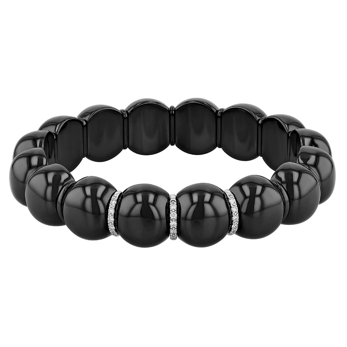 Roberto Demeglio Dama Diamond 3 Station Black Ceramic Stretch Bracelet