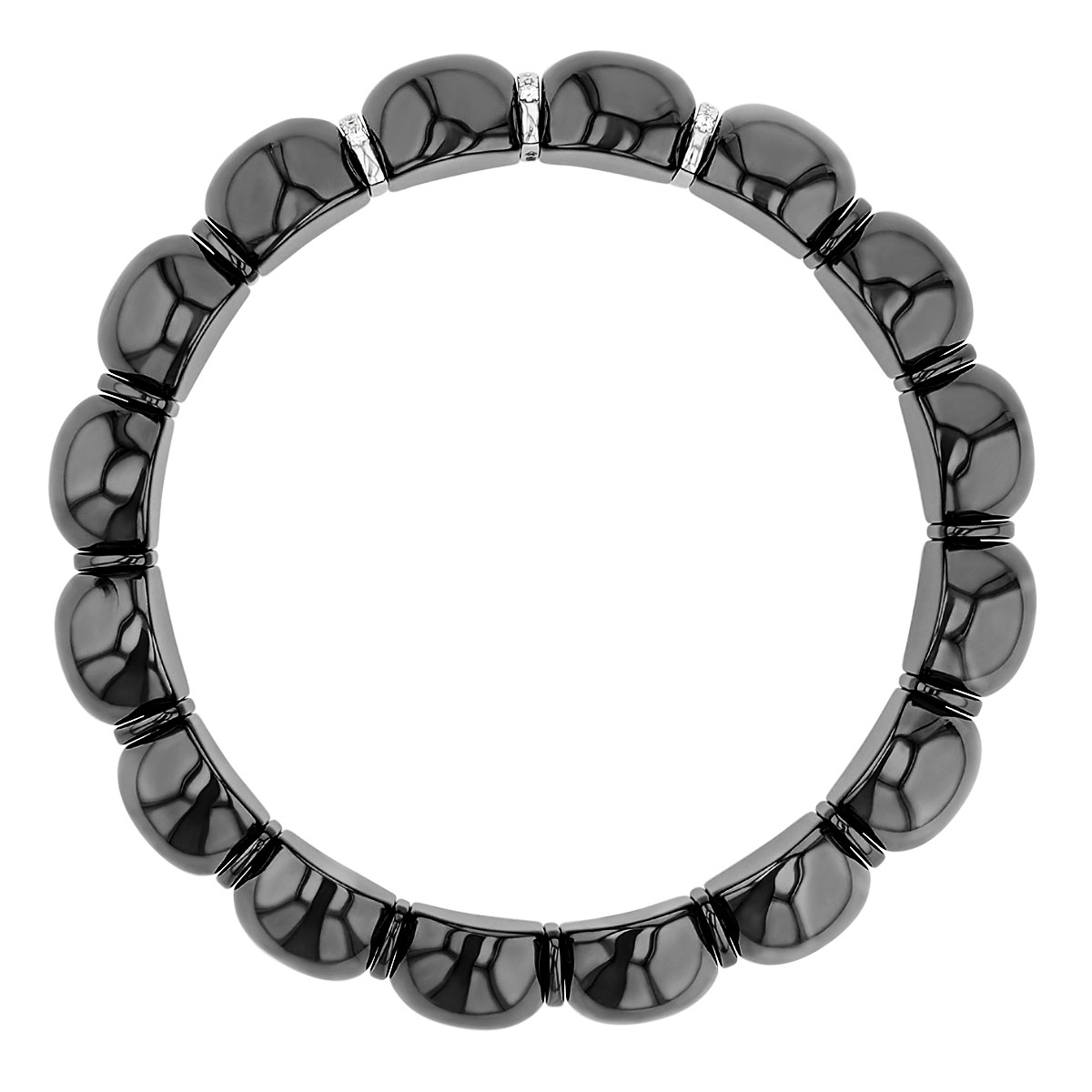 Roberto Demeglio Dama Diamond 3 Station Black Ceramic Stretch Bracelet