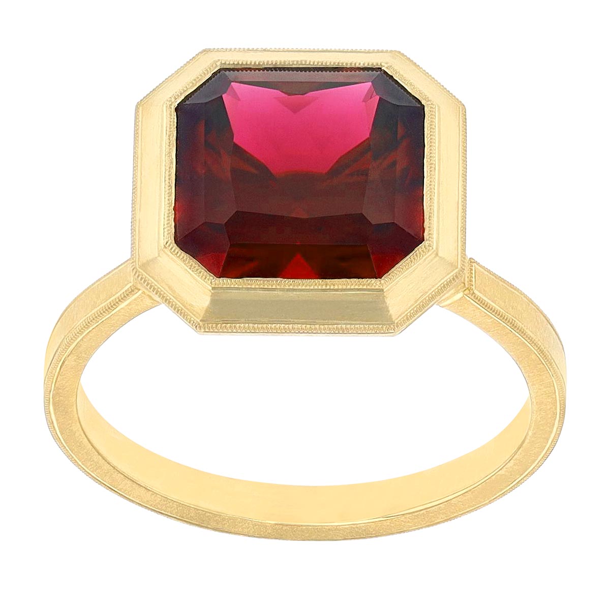 Erika Winters Mariana Asscher Rubellite Tourmaline & Diamond Ring in Yellow Gold