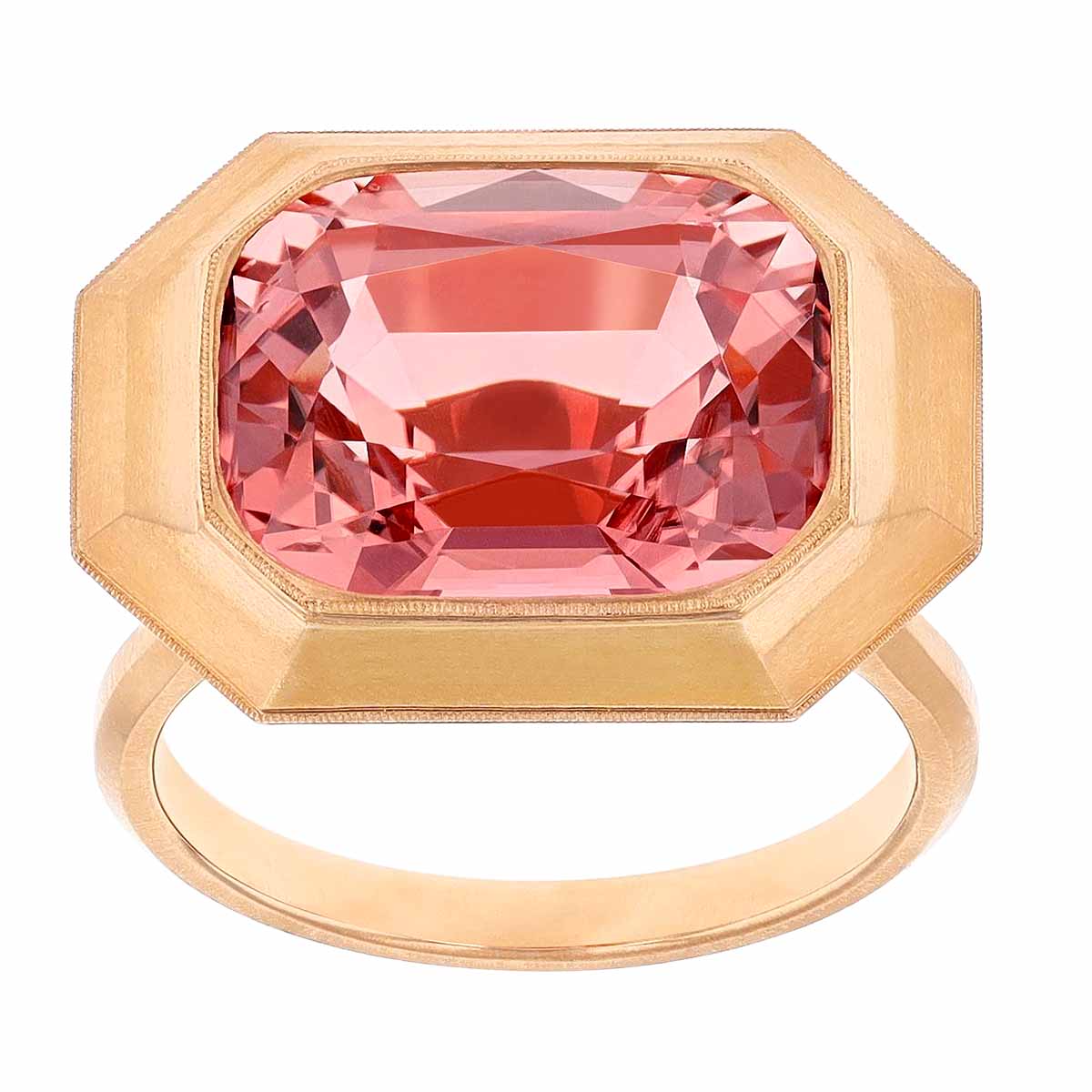 Erika Winters Hana Cushion Tourmaline Bezel Set Ring in Rose Gold