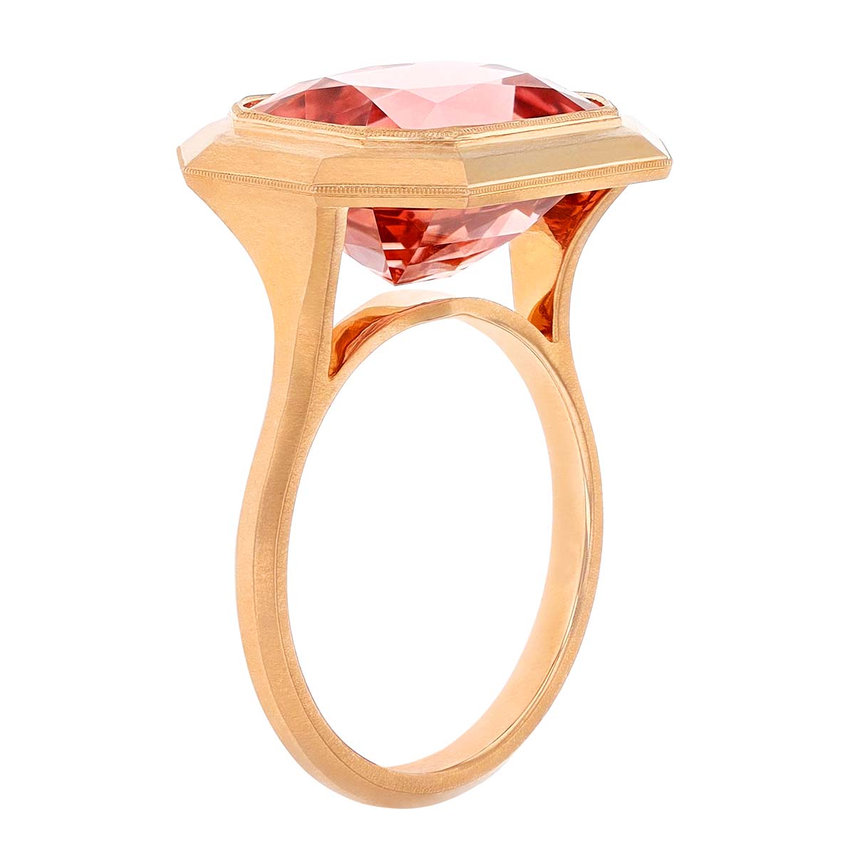 Erika Winters Hana Cushion Tourmaline Bezel Set Ring in Rose Gold