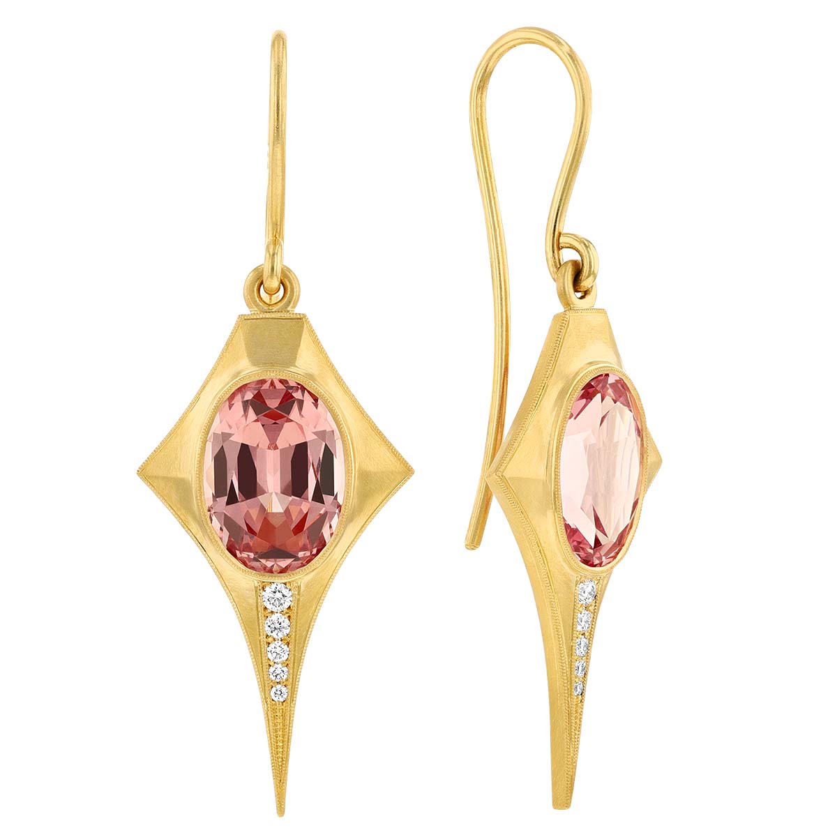 Erika Winters Estella Oval Spessartine Garnet Diamond Star Drop Earrings In Yellow Gold Borsheims