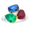 Rahaminov Ruby, Emerald, & Sapphire Cluster Ring in Platinum & Yellow Gold