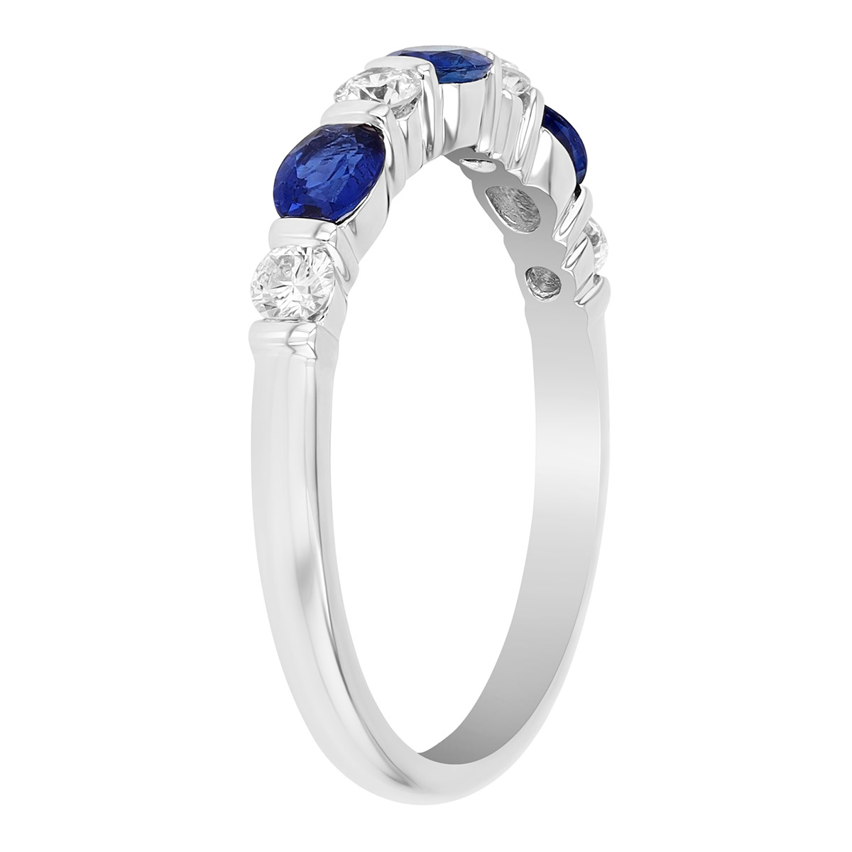 Oval Sapphire & Round Diamond Ring in White Gold