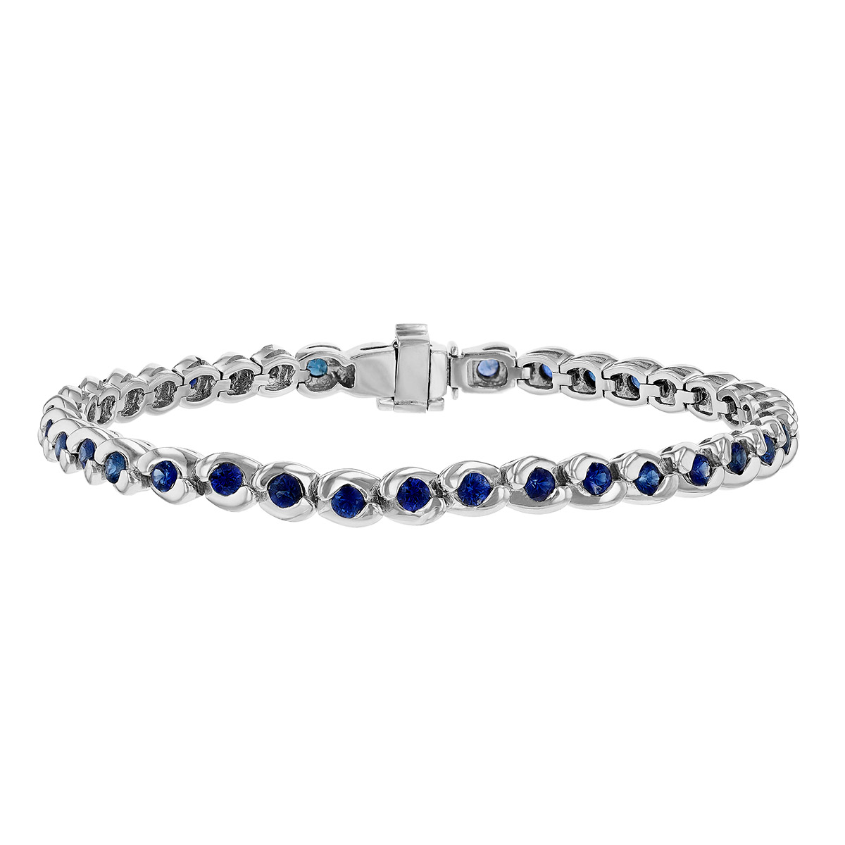 Sapphire Bezel Set Tennis Bracelet in White Gold, 7" Borsheims