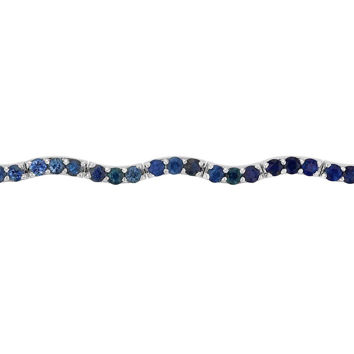 Sapphire Wave Bracelet in White Gold, 7