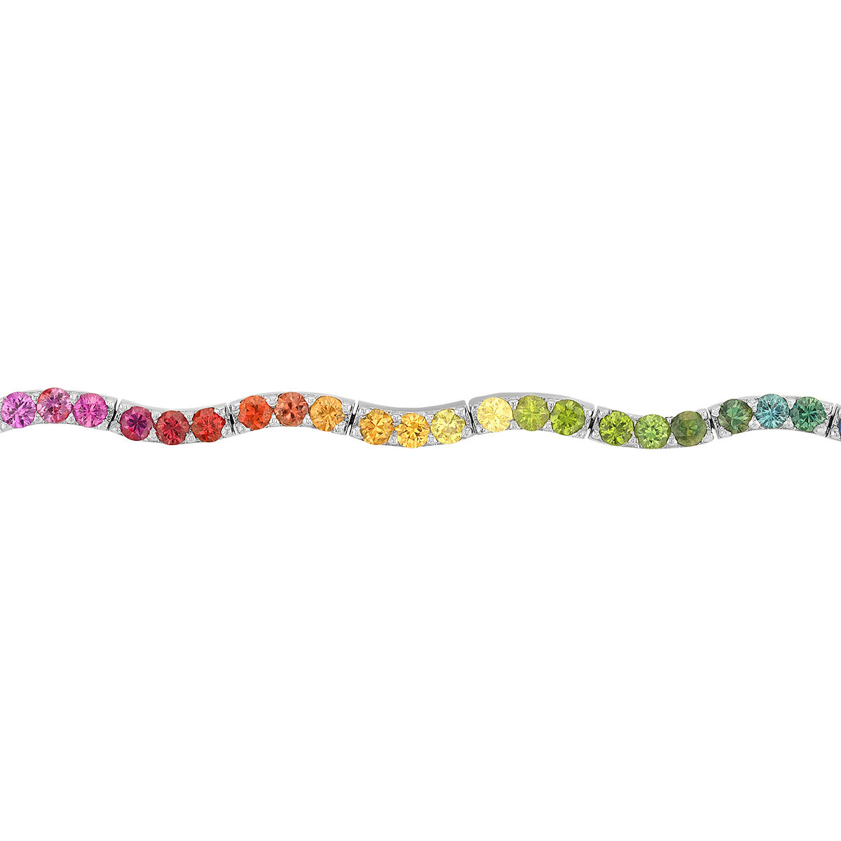 Multicolored Sapphire Wave Bracelet in White Gold