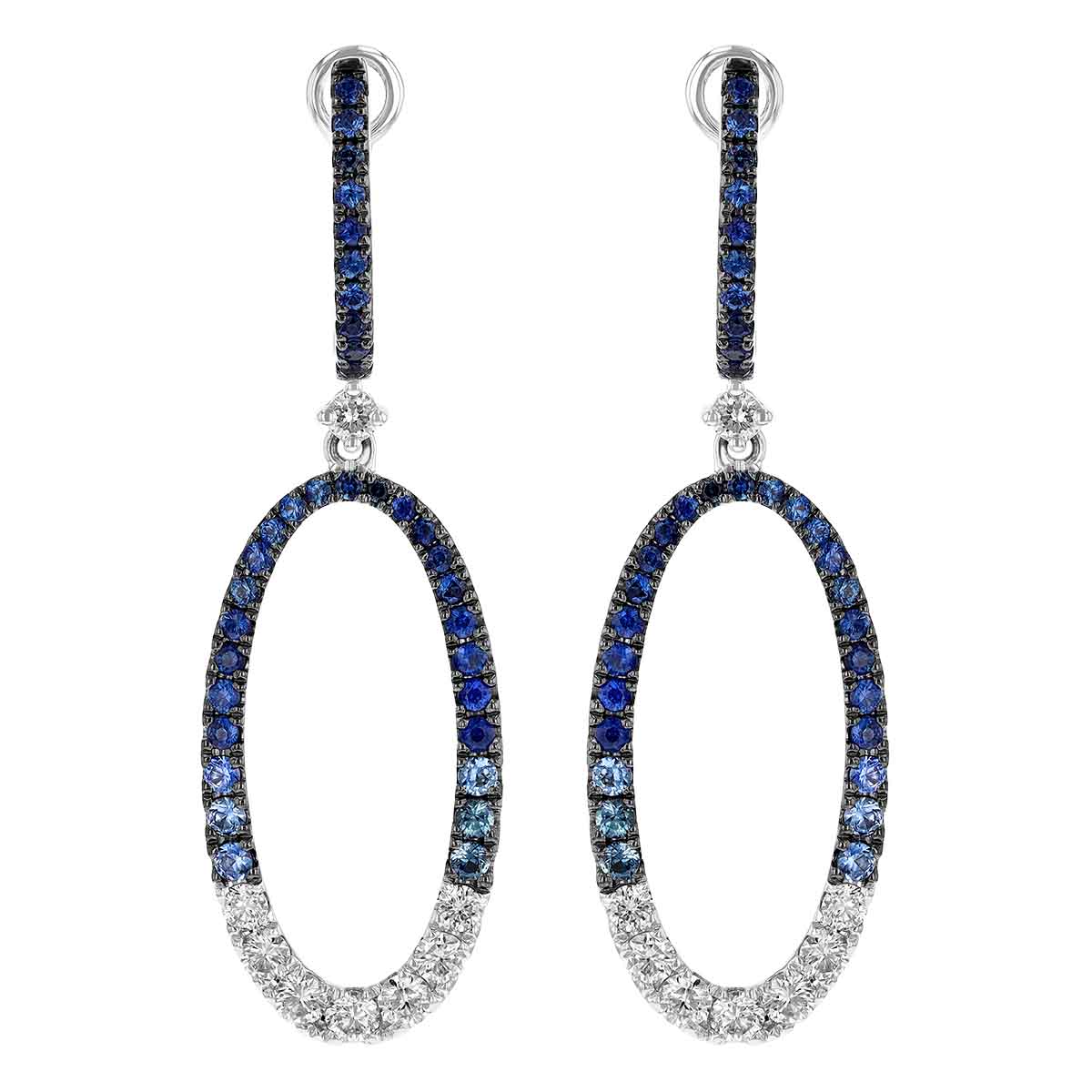 Frederic Sage Sapphire & Diamond Ombre Open Dangle Earrings in White Gold