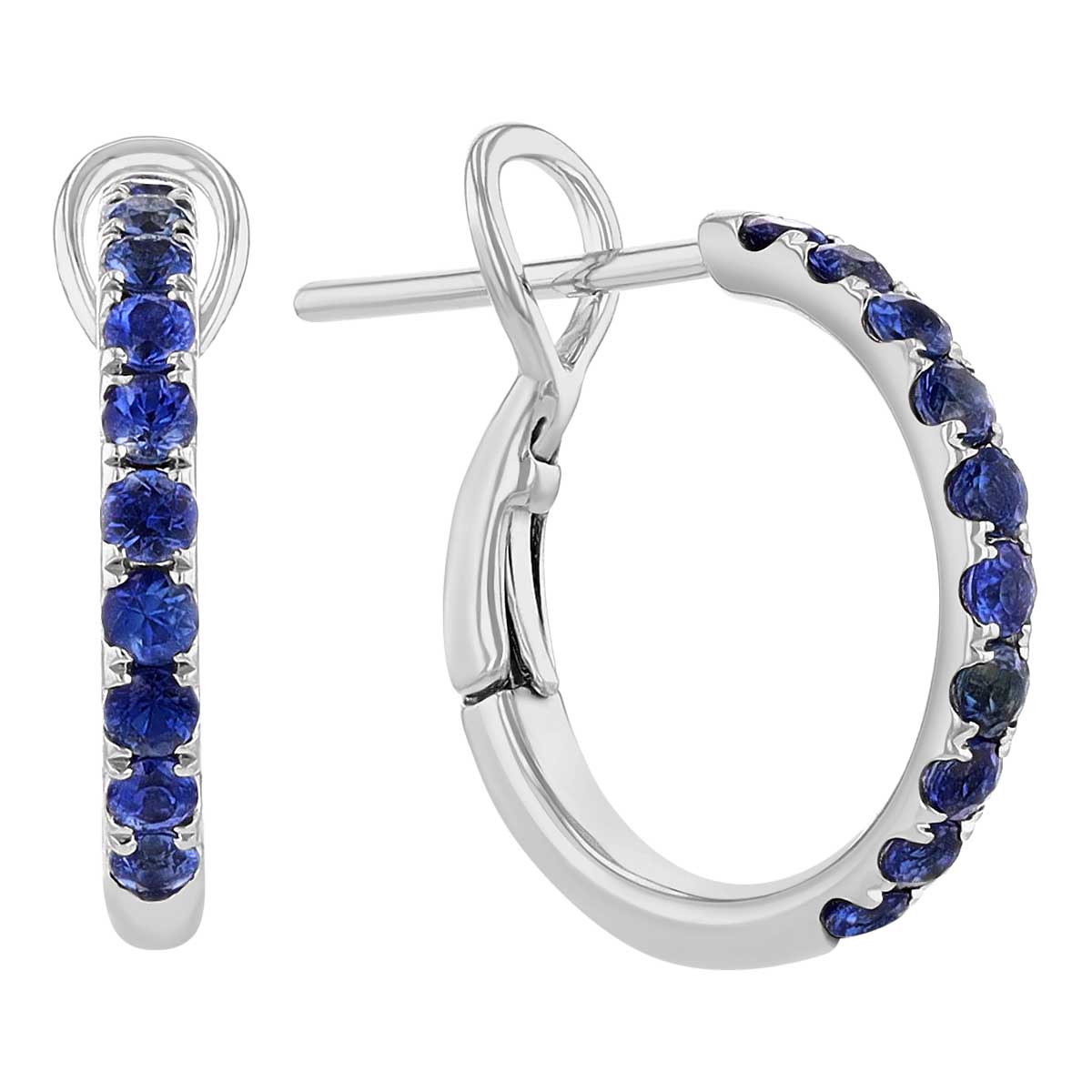 Frederic Sage Round Sapphire Hoop Earrings in White Gold | E2328SA-4-W ...