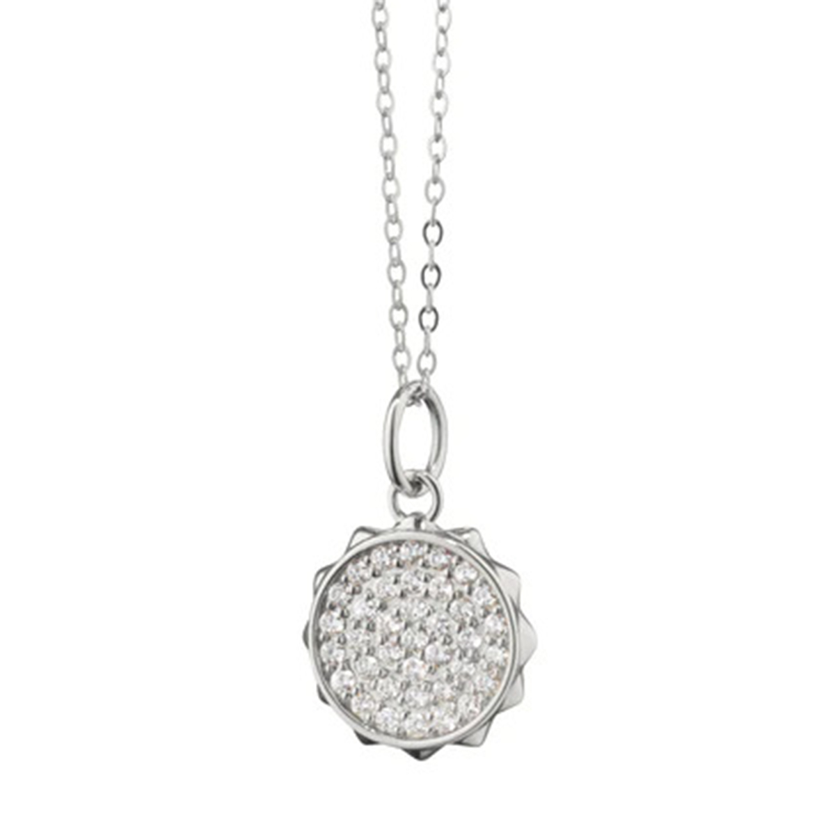 Monica Rich Kosann White Sapphire Pavé Sun Pendant in Sterling Silver, 18