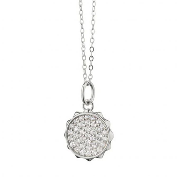 Monica Rich Kosann White Sapphire Pavé Sun Pendant in Sterling Silver, 18"