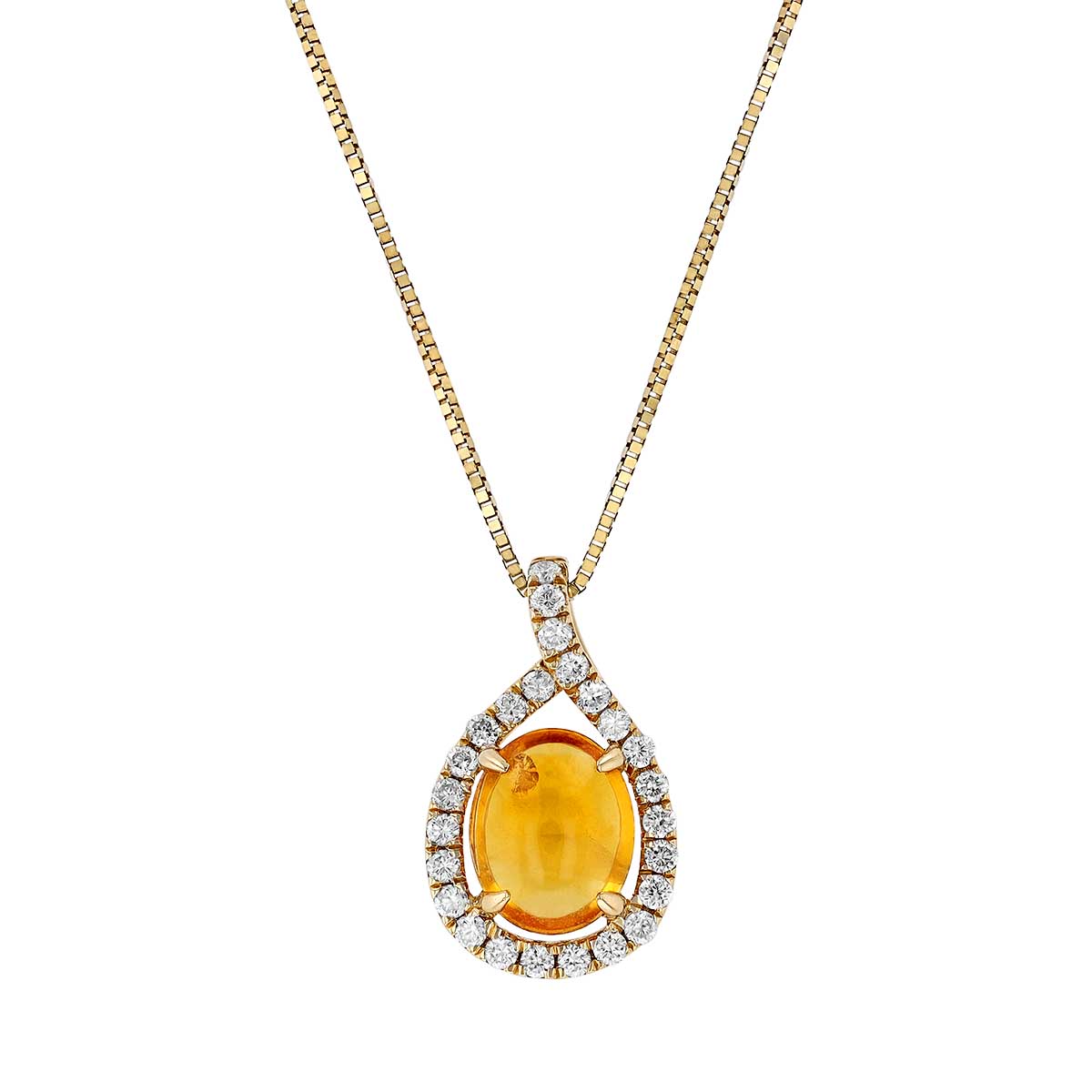 Oval Yellow Sapphire & Diamond Open Halo Pendant in Yellow Gold