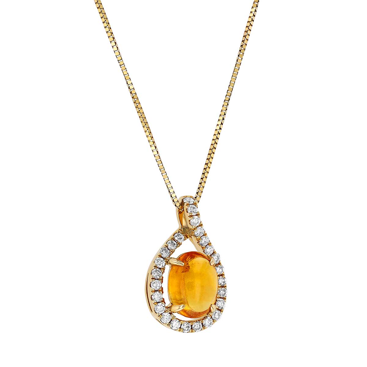 Oval Yellow Sapphire & Diamond Open Halo Pendant in Yellow Gold