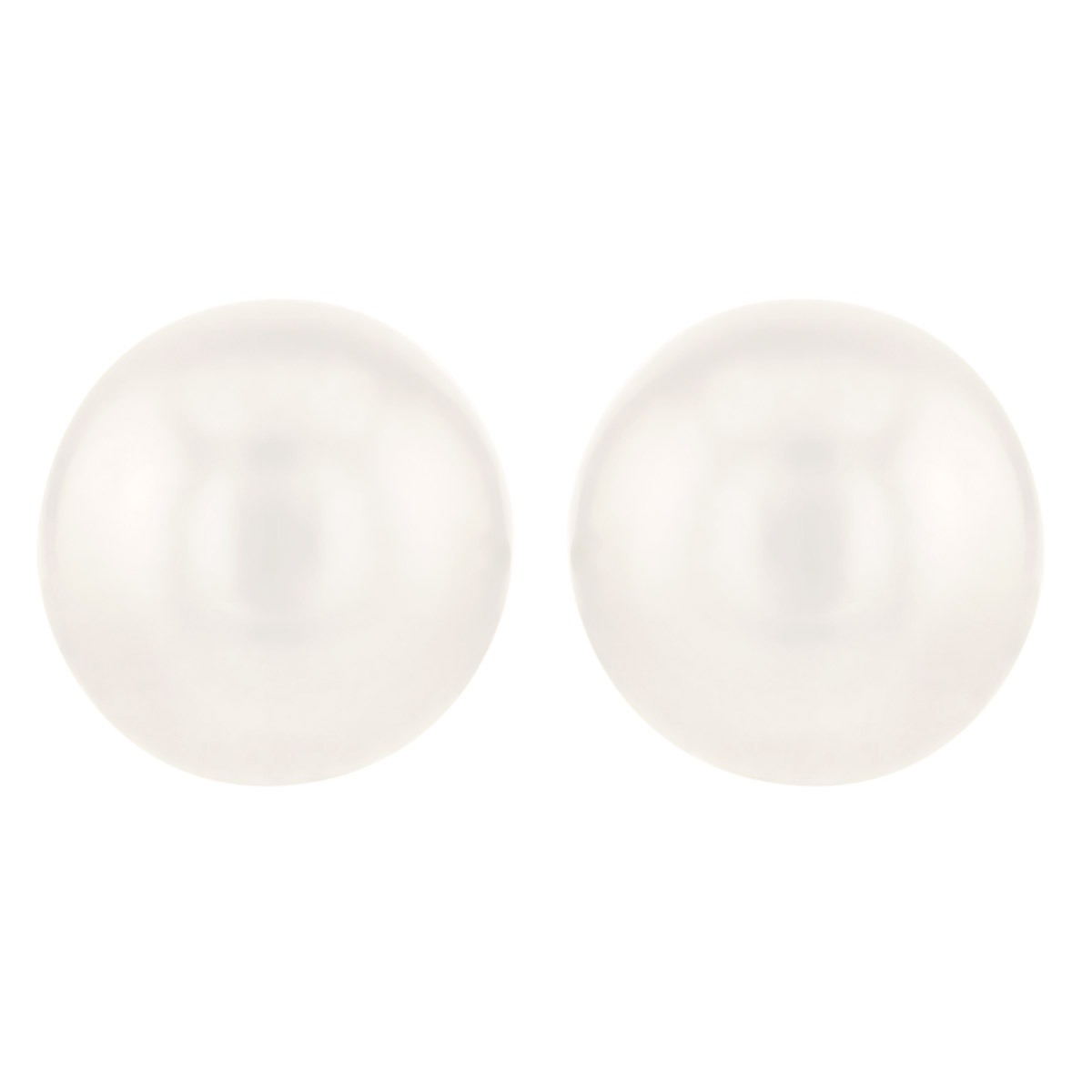 Children's White Cultured Pearl Stud Earrings in Yellow Gold
