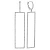 Diamond Long Open Rectangle Huggie Dangle Earrings in White Gold