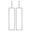 Diamond Long Open Rectangle Huggie Dangle Earrings in White Gold