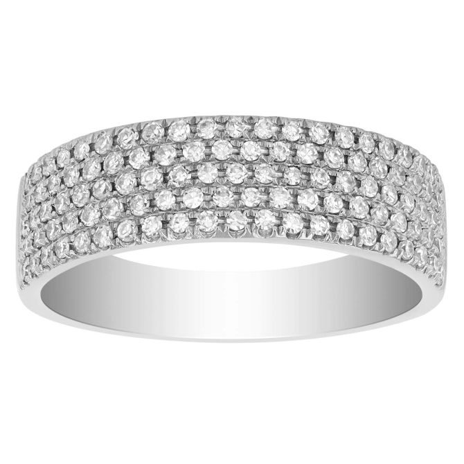 Diamond Pavé 5 Row Ring in White Gold