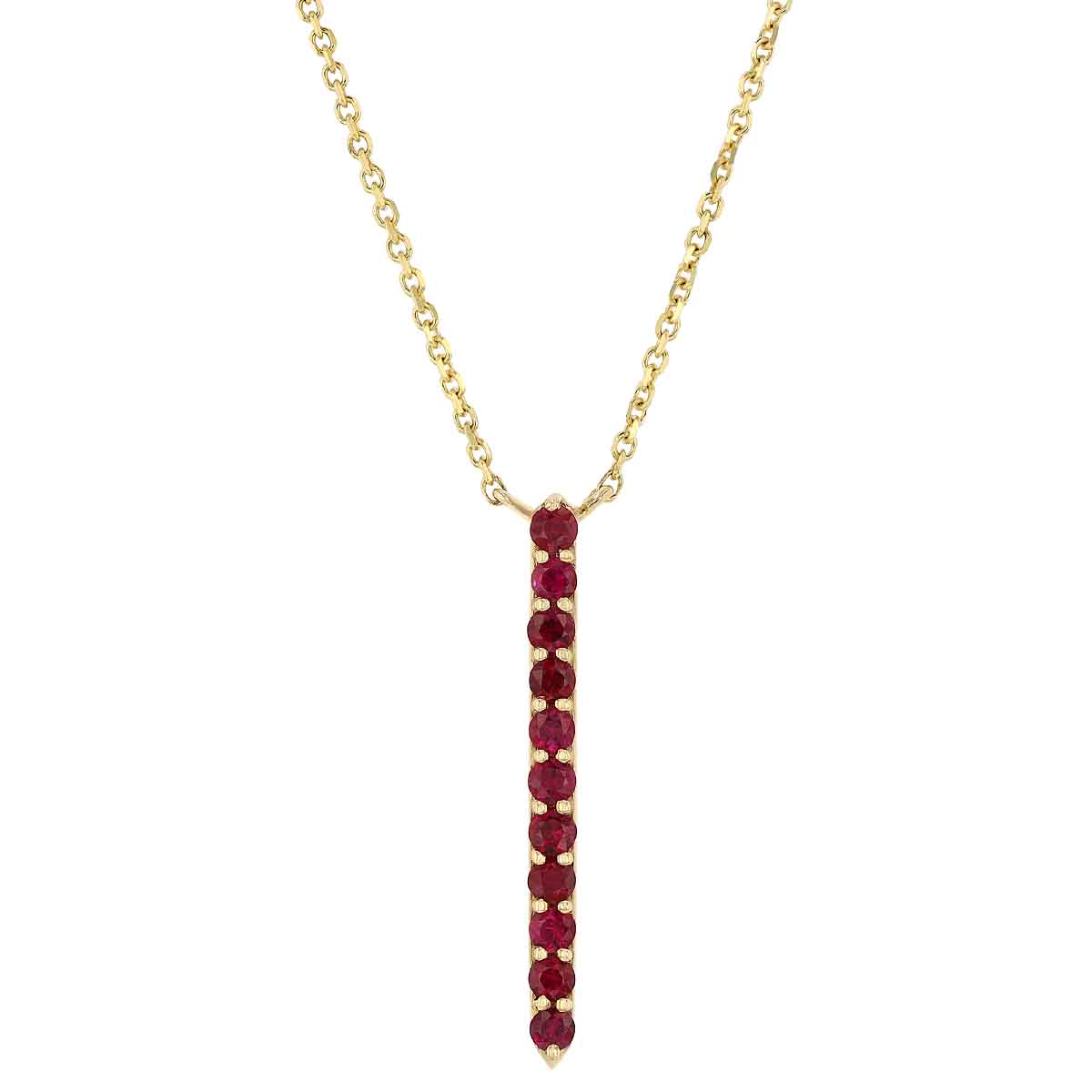 Ruby Vertical Bar Pendant in Yellow Gold, 18