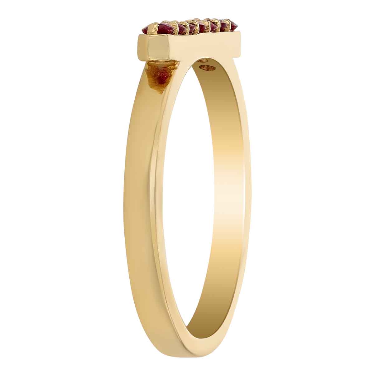 Ruby Horizontal Bar Ring in Yellow Gold