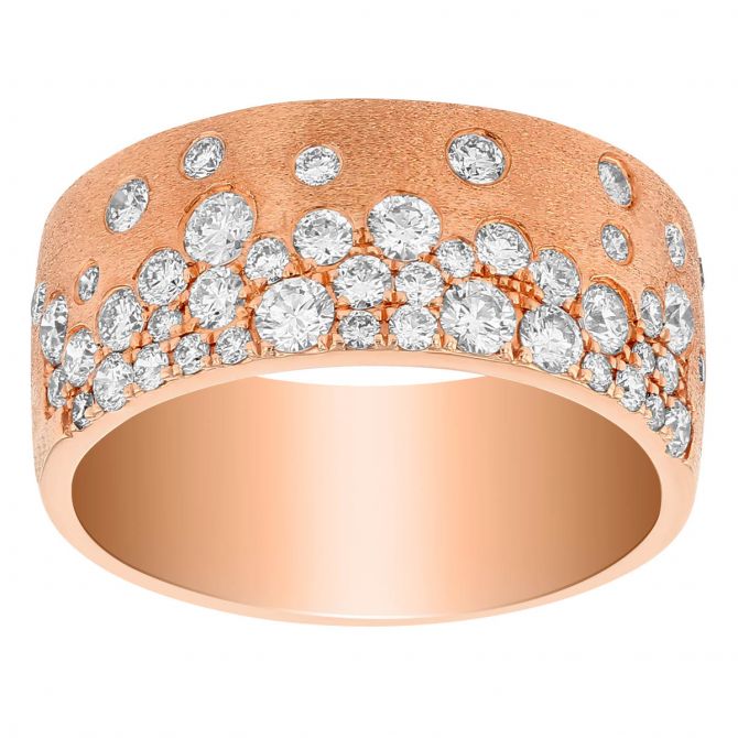 Diamond Flush Set Scatter Wide Band Ring in Rose Gold Borsheims