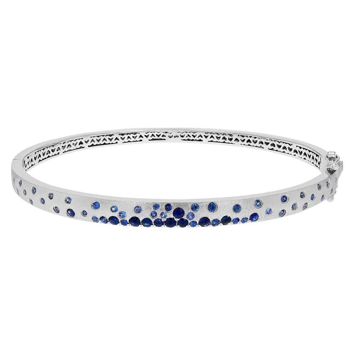 Sapphire Flush Set Scatter Bangle Bracelet in White Gold