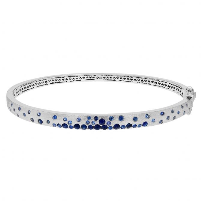 Sterling/White gold blue diamond bangle bracelet | Rahn Jewelers
