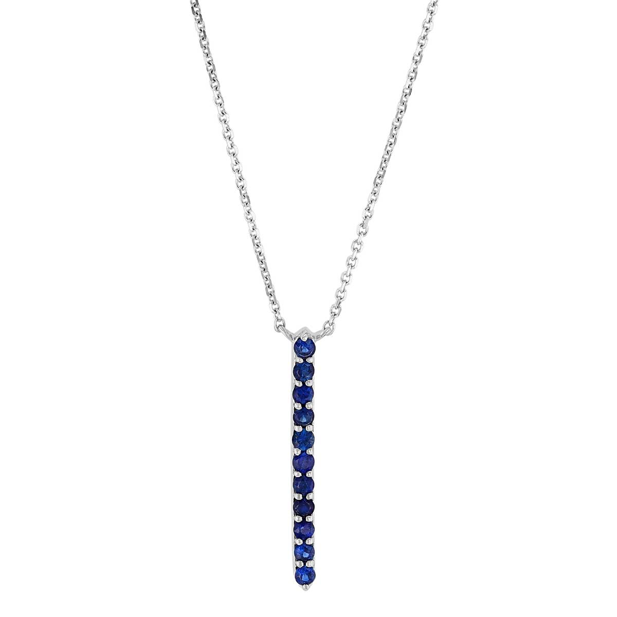 Sapphire Vertical Bar Pendant in White Gold, 18