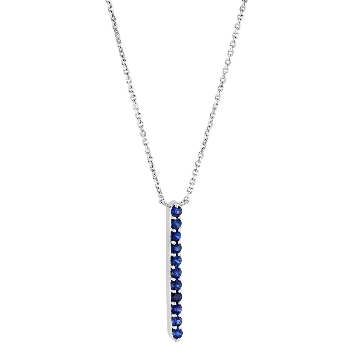 Sapphire Vertical Bar Pendant in White Gold, 18
