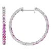 Pink Sapphire Ombre & Diamond Inside Out Hoop Earrings in White Gold