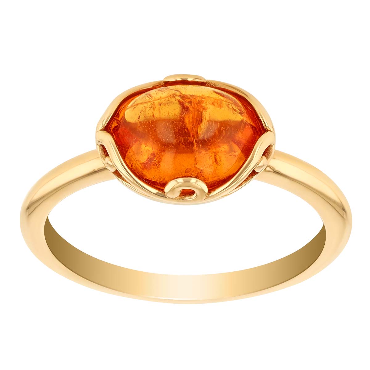 Oval Cabochon Spessartine Garnet Ring in Yellow Gold