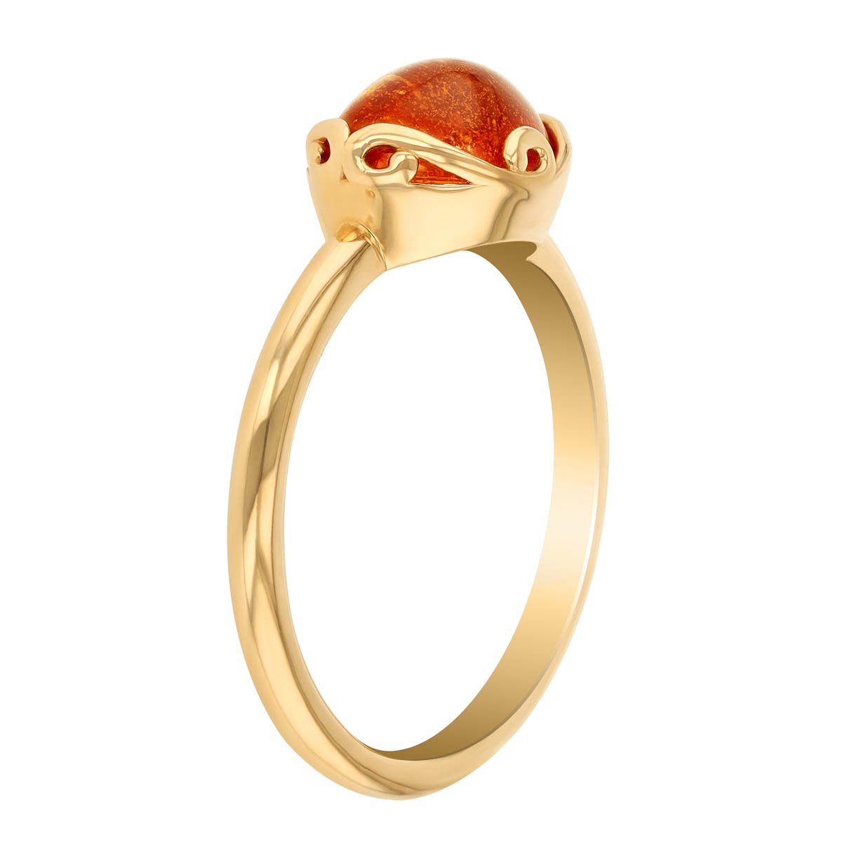 Oval Cabochon Spessartine Garnet Ring in Yellow Gold
