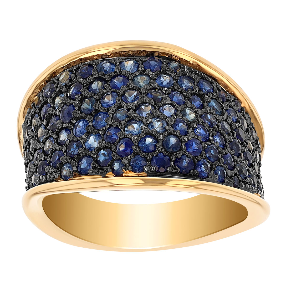Marco Bicego Lunaria Alta Sapphire Pavé Band Ring in 18K Yellow Gold