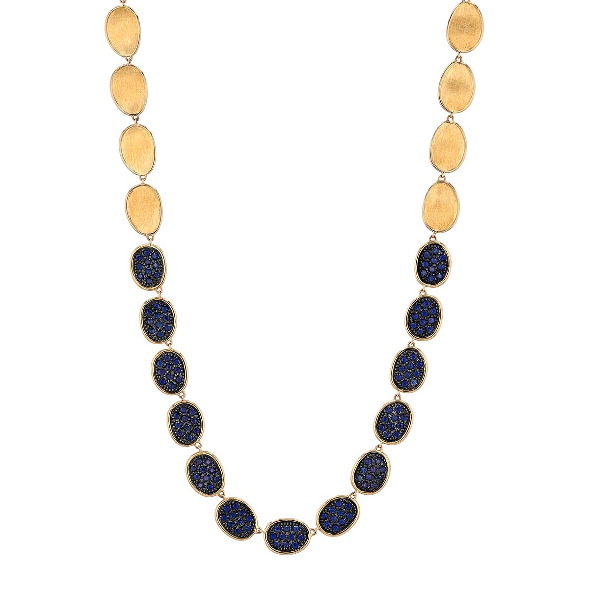 Marco Bicego Lunaria Sapphire Pave Necklace in Yellow Gold, 18