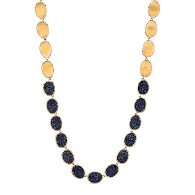 Marco Bicego Lunaria Sapphire Pave Necklace in Yellow Gold, 18"