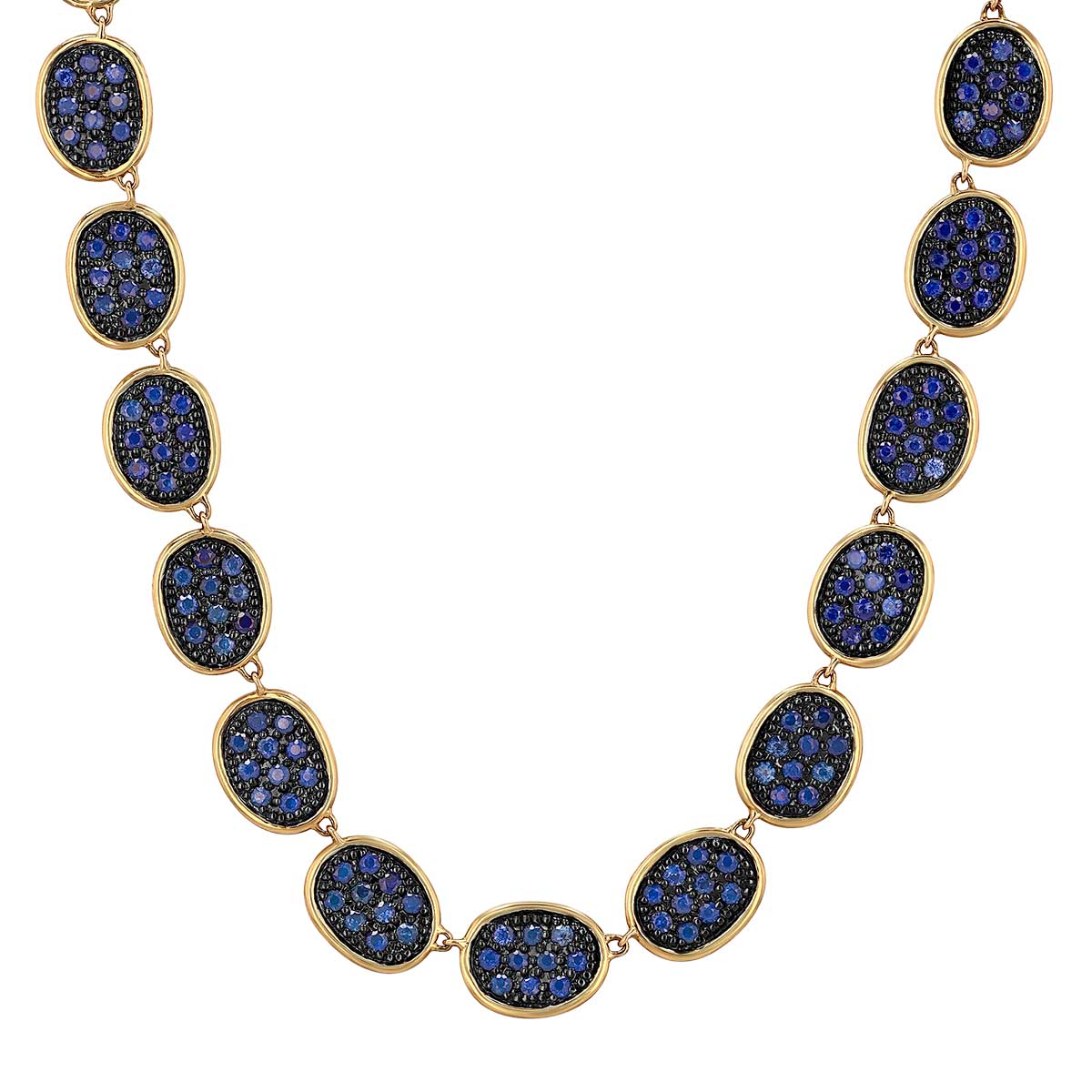 Marco Bicego Lunaria Sapphire Pave Necklace in Yellow Gold, 18