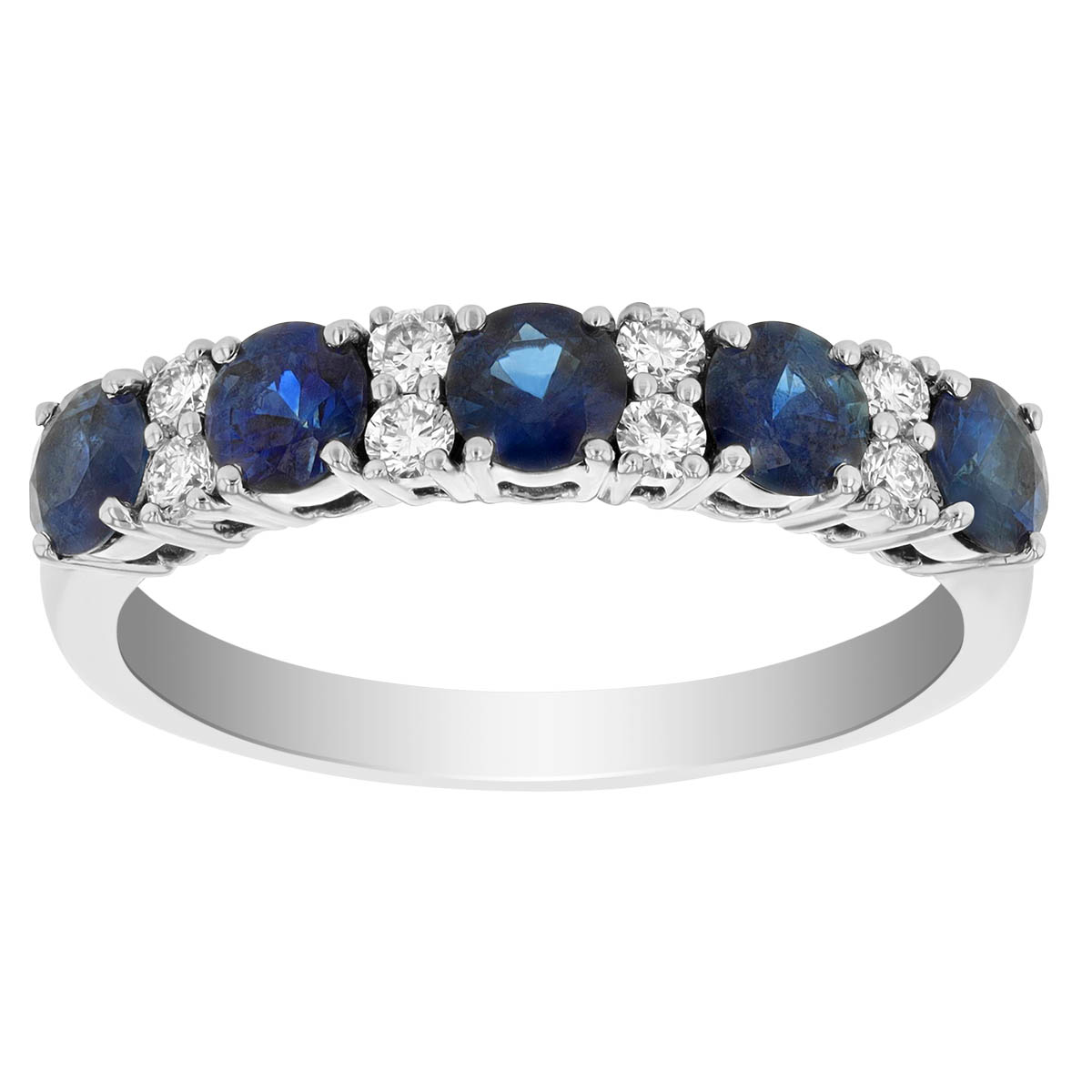 Sapphire & Diamond Duo Alternating Ring in White Gold