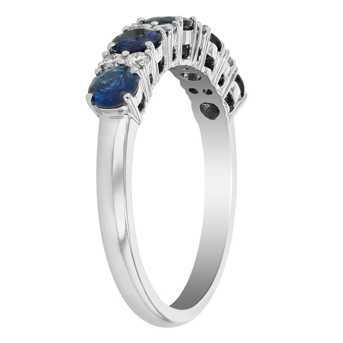 Sapphire & Diamond Duo Alternating Ring in White Gold