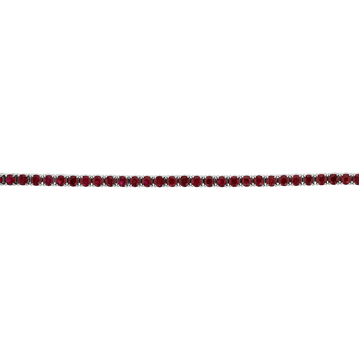 Round Ruby Tennis Bracelet in White Gold, 7