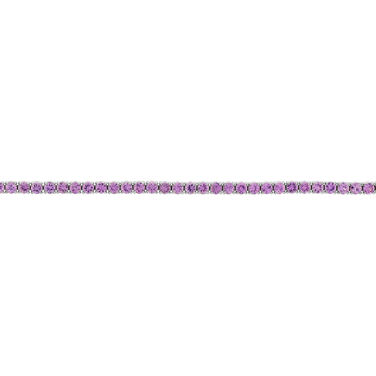 Round Pink Sapphire Tennis Bracelet in White Gold, 7