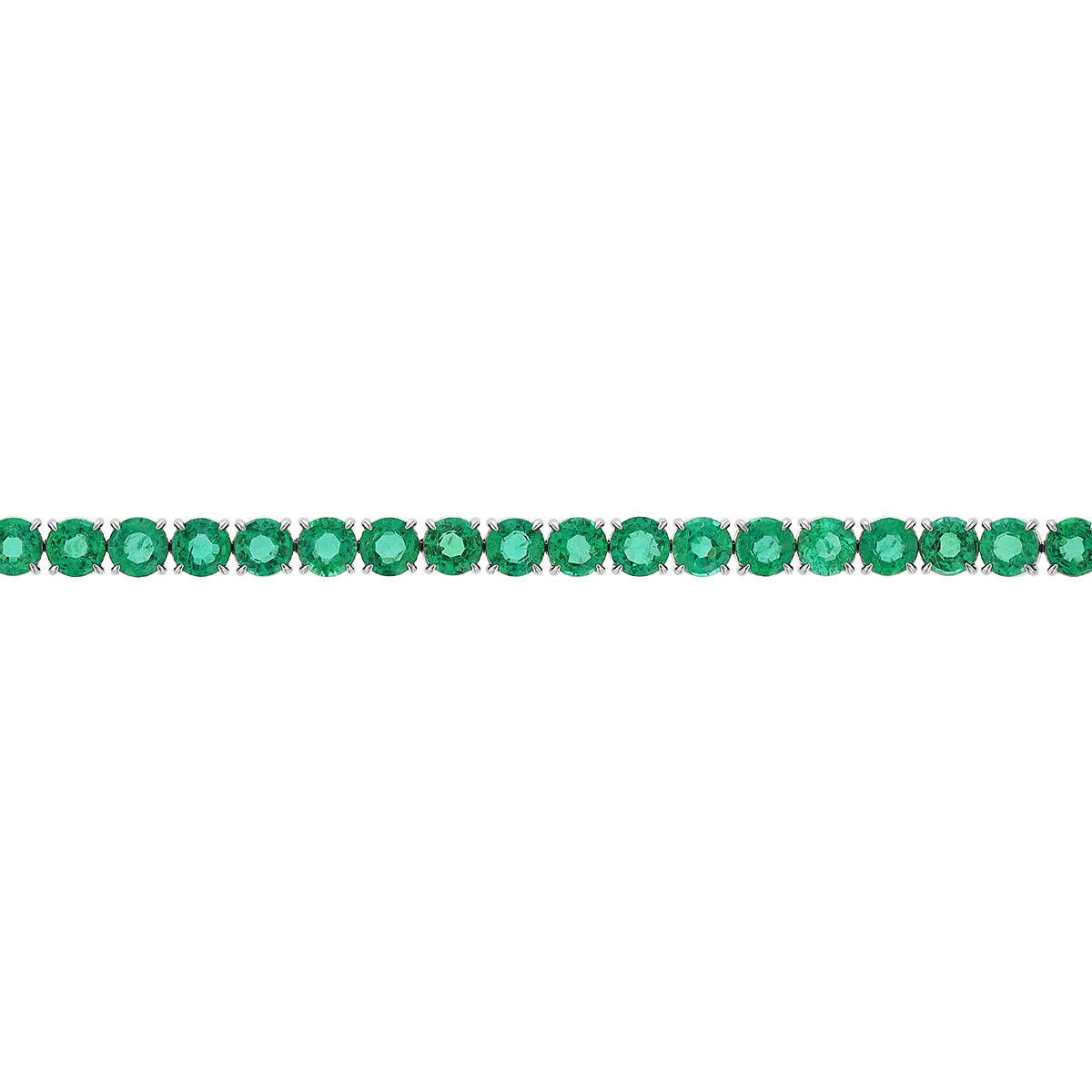 Round Emerald Tennis Bracelet in White Gold, 7