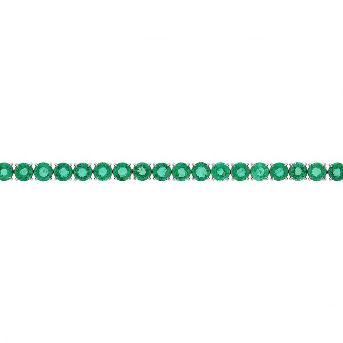Round Emerald Tennis Bracelet in White Gold, 7