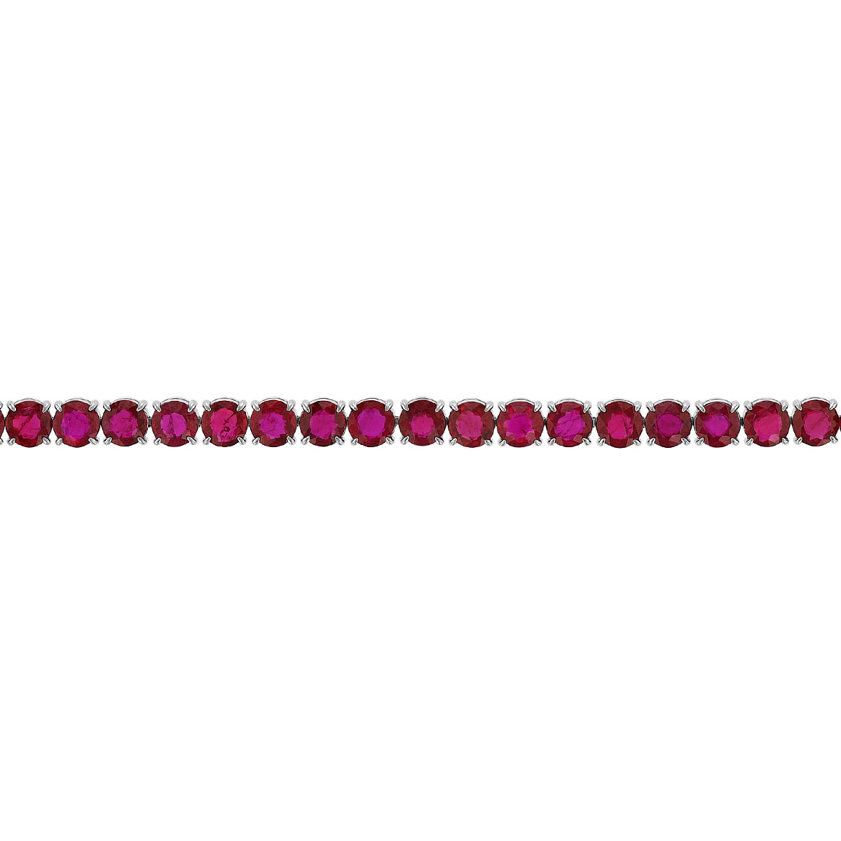 Round Ruby Tennis Bracelet in White Gold, 7