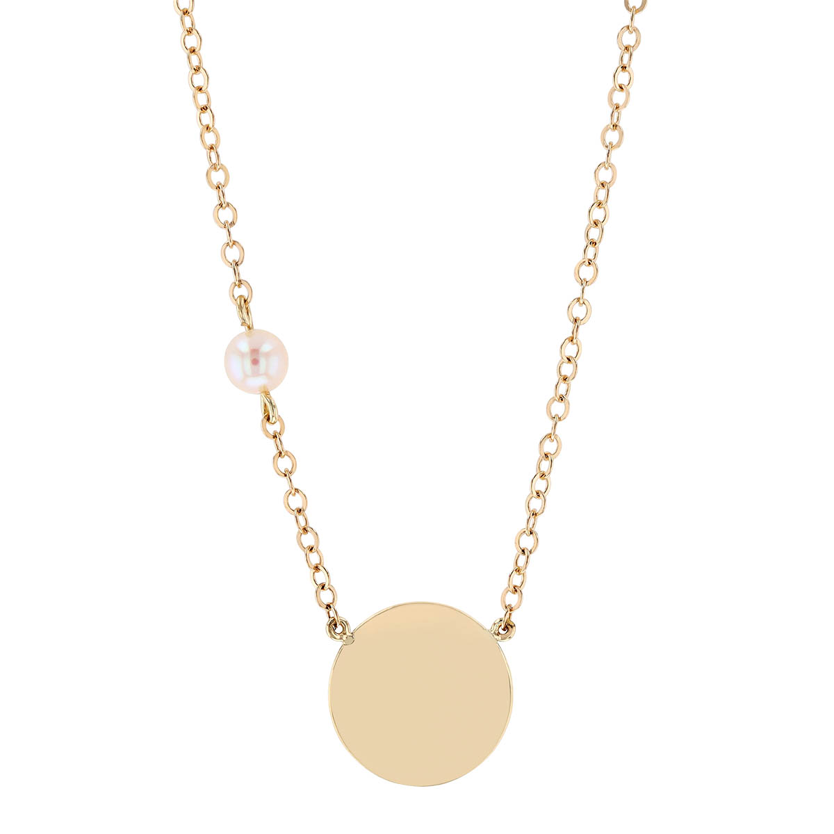 Freshwater Cultured Pearl & Yellow Gold Disc Pendant, 19