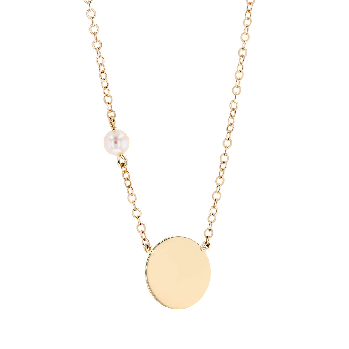 Freshwater Cultured Pearl & Yellow Gold Disc Pendant, 19