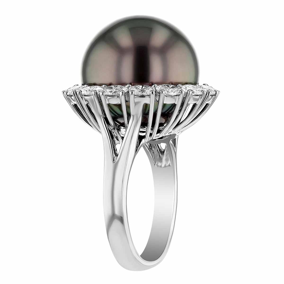 TARA Pearls Tahitian South Sea Cultured Pearl & Diamond Halo Ring in White Gold