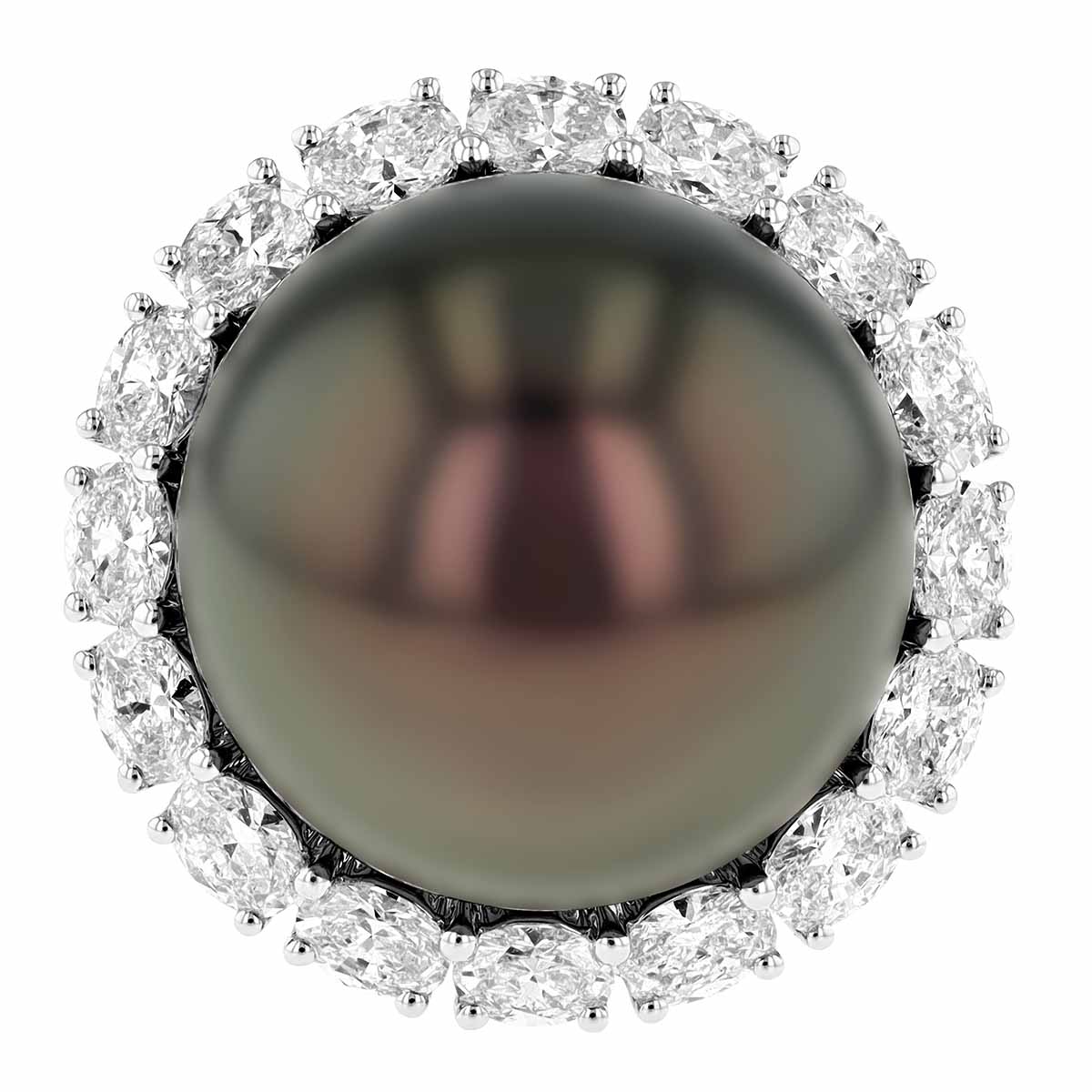 TARA Pearls Tahitian South Sea Cultured Pearl & Diamond Halo Ring in White Gold