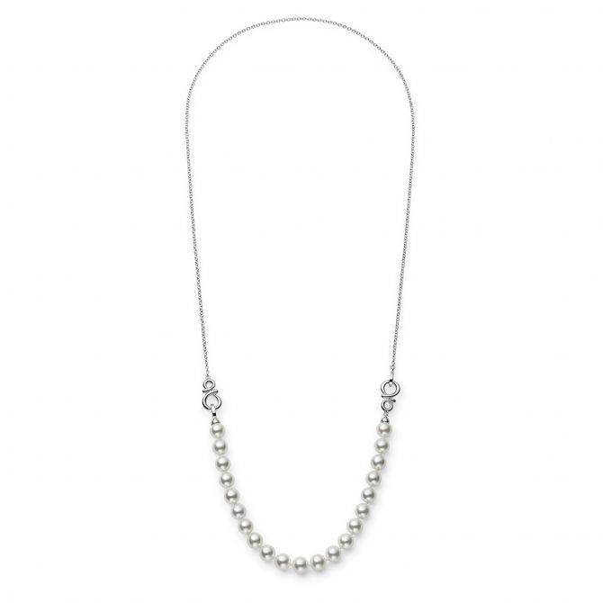Mikimoto Ruyi Collection Akoya Cultured Pearl Adjustable Necklace in White Gold, 16"
