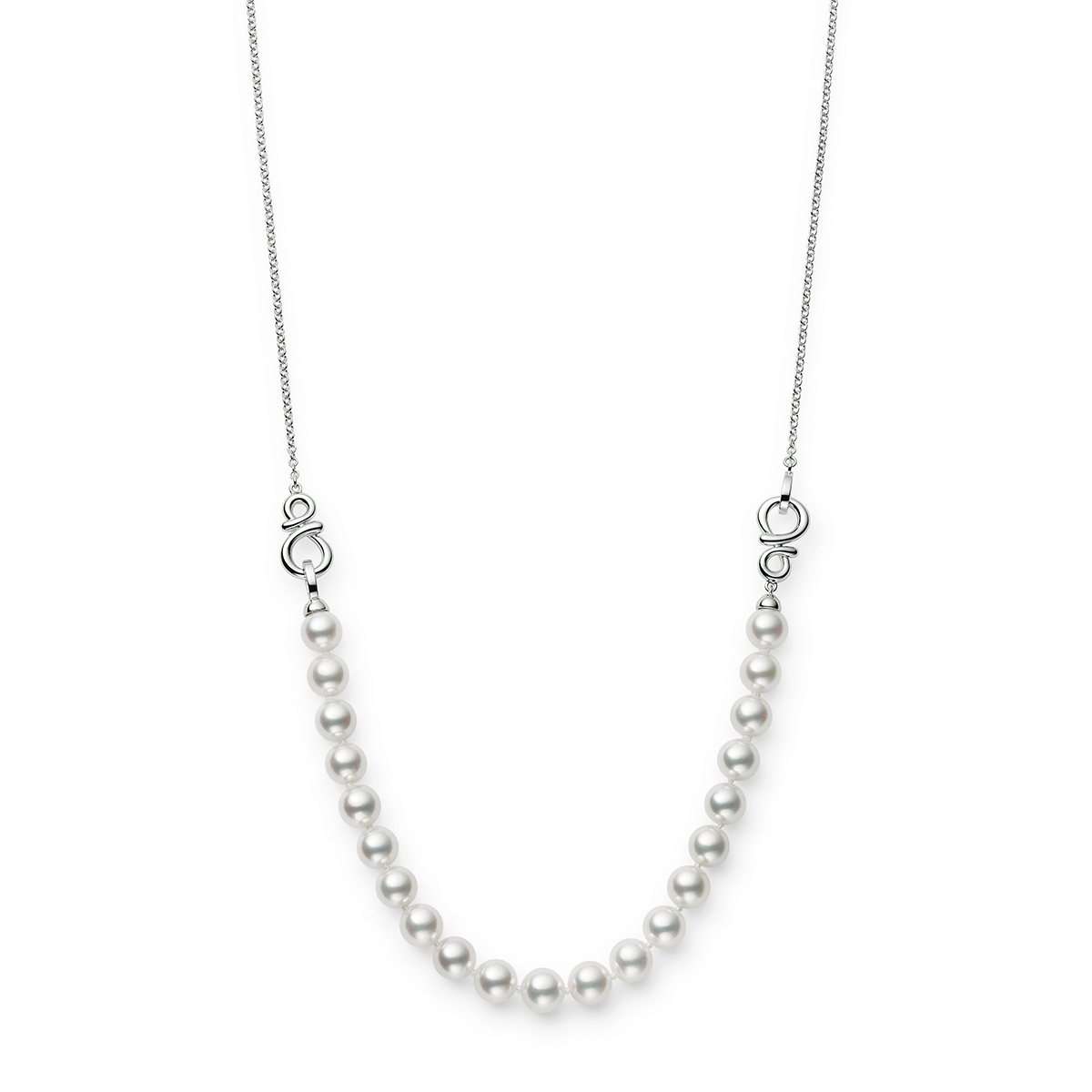 Mikimoto Ruyi Collection Akoya Cultured Pearl Adjustable Necklace in White Gold, 16