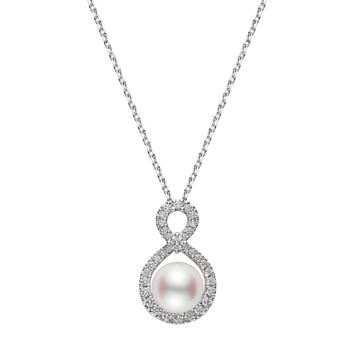 Mikimoto Ruyi Collection Akoya Cultured Pearl & Diamond Pendant in White Gold, 18