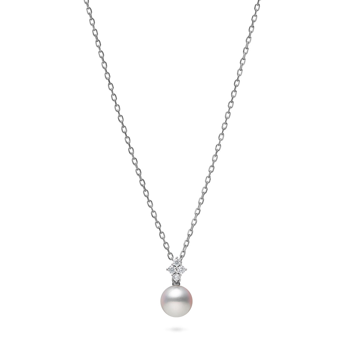 Mikimoto Akoya Cultured Pearl Pendant with Diamond Quartet Bail in White Gold, 18